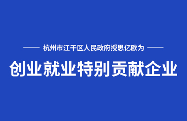 杭州市江干区人民政府授予思亿欧“创业就业特别贡献企业”荣誉称号